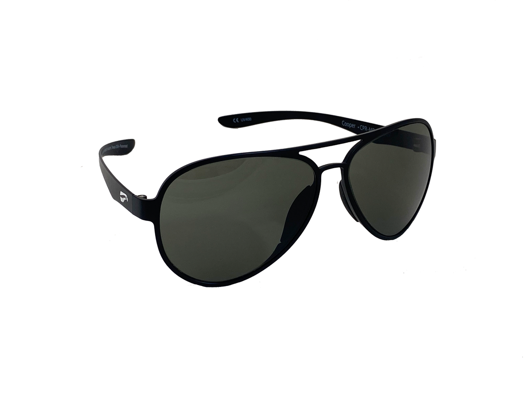 Flying Eyes Cooper Aviator sunglasses with thin temples for headset comfort