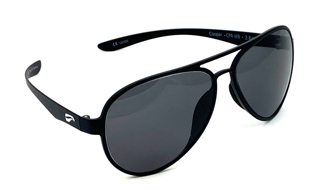 Flying Eyes Cooper Aviator sunglasses with thin temples for headset comfort